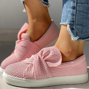 Casual Solid Color Bow Flat Loafers