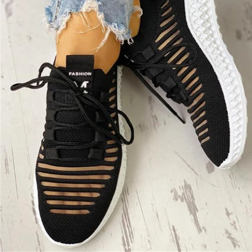 2023 New And Fashional Women's Net Surface Breathable Lace-Up Hollow Out Sneakers