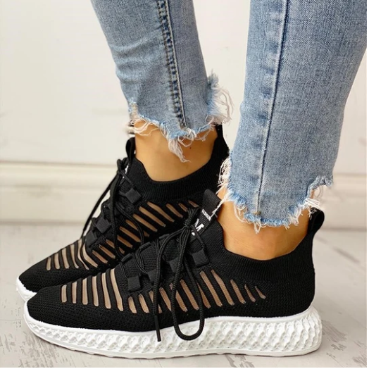 2023 New And Fashional Women's Net Surface Breathable Lace-Up Hollow Out Sneakers