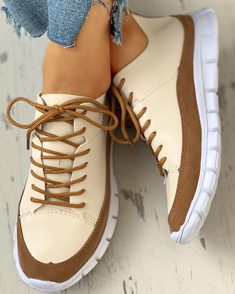 Lace-Up Suede Insert Sneakers