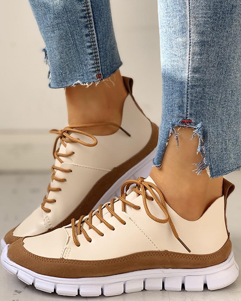 Lace-Up Suede Insert Sneakers